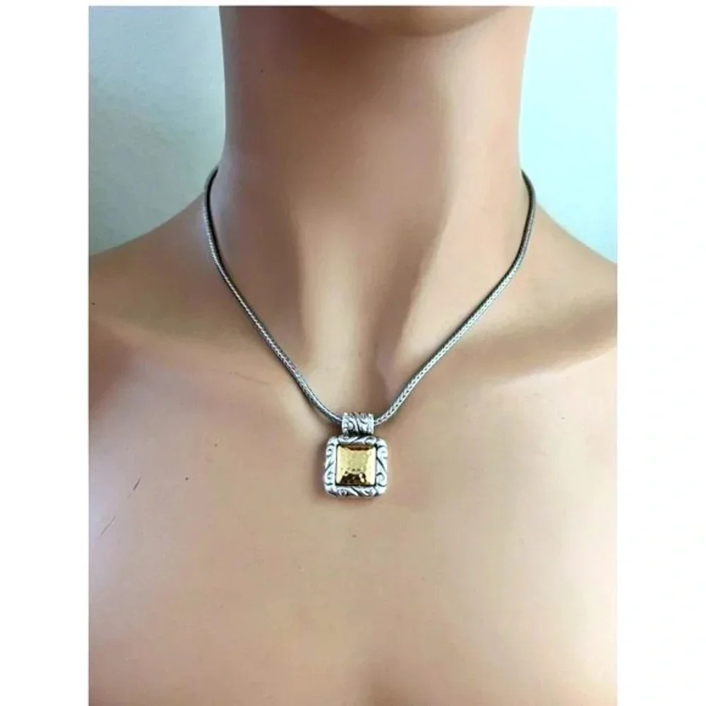 Brighton REGINA Silver Gold Pendant Necklace Reversible beautiful necklace